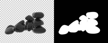 Şeffaf ve siyah arkaplanda parlak plaj taşları