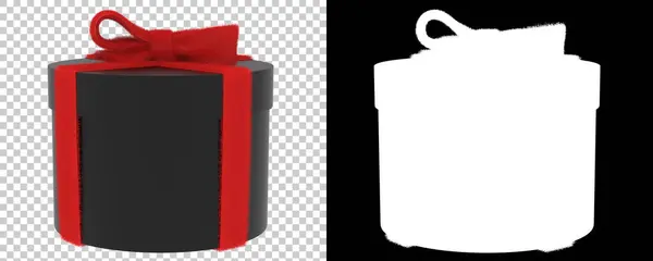 Праздничная Подарочная Коробка Прозрачном Черном Фоне — стоковое фото