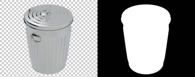 Şeffaf ve siyah arkaplan üzerine çöp kutusu