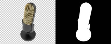 Arka planda izole edilmiş Retro mikrofon. 3d görüntüleme - illüstrasyon