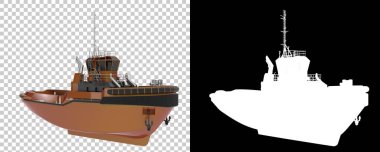 Arka planda izole edilmiş bir balıkçı teknesi. 3d görüntüleme - illüstrasyon