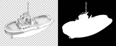 Arka planda izole edilmiş bir balıkçı teknesi. 3d görüntüleme - illüstrasyon