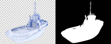 Arka planda izole edilmiş bir balıkçı teknesi. 3d görüntüleme - illüstrasyon