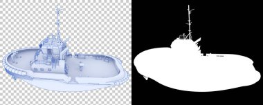 Arka planda izole edilmiş bir balıkçı teknesi. 3d görüntüleme - illüstrasyon