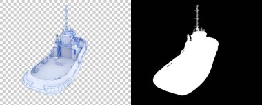 Arka planda izole edilmiş bir balıkçı teknesi. 3d görüntüleme - illüstrasyon