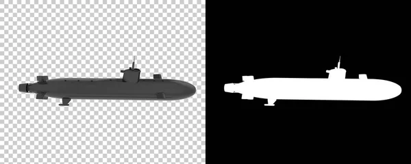 Submarino Isolado Fundo Renderização Ilustração — Fotografia de Stock