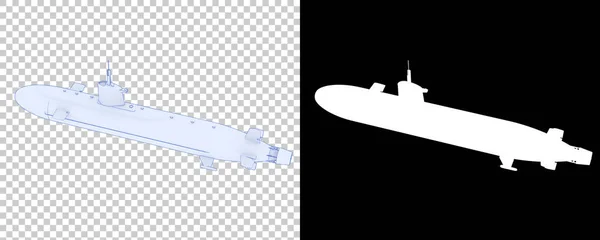 Підводний Човен Ізольований Фоні Візуалізація Ілюстрація — стокове фото
