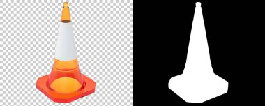 Beyaz arkaplanda trafik uyarı konileri izole edildi 