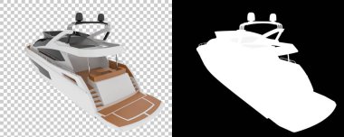 Arka planda süper yat izole edilmiş. 3d görüntüleme - illüstrasyon