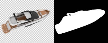 Arka planda süper yat izole edilmiş. 3d görüntüleme - illüstrasyon