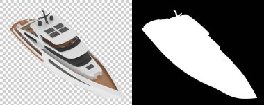 Arka planda süper yat izole edilmiş. 3d görüntüleme - illüstrasyon