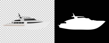 Arka planda süper yat izole edilmiş. 3d görüntüleme - illüstrasyon