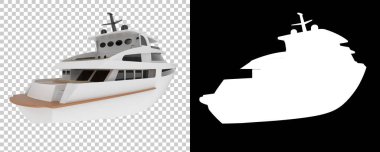 Arka planda süper yat izole edilmiş. 3d görüntüleme - illüstrasyon