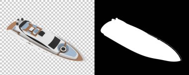 Arka planda süper yat izole edilmiş. 3d görüntüleme - illüstrasyon