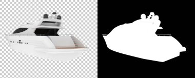 Arka planda süper yat izole edilmiş. 3d görüntüleme - illüstrasyon