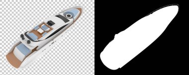 Arka planda süper yat izole edilmiş. 3d görüntüleme - illüstrasyon