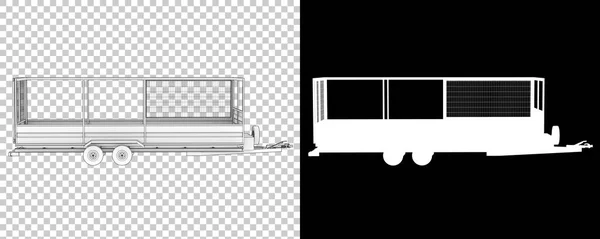 Rimorchio Camion Con Ruote Rendering Illustrazione Servizio Trasporto — Foto Stock