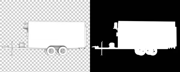 独立于白色背景的汽车拖车 3D渲染 — 图库照片
