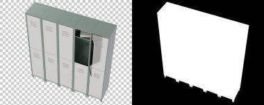 Arka planda jimnastik dolapları var. 3d görüntüleme - illüstrasyon