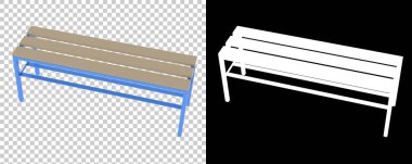 3D tasvir. Soyunma odası bankı. 