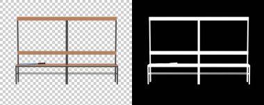 3D tasvir. Soyunma odası bankı. 