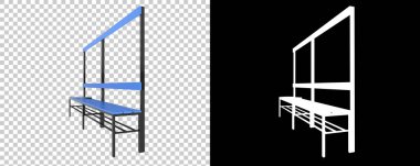 3D tasvir. Soyunma odası bankı. 