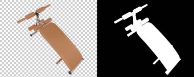 Spor salonunun 3D çizimi, spor aletleri, ayarlanabilir spor bankları. 