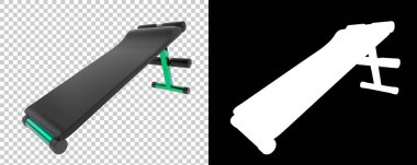 Spor salonunun 3D çizimi, spor aletleri, ayarlanabilir spor bankları. 