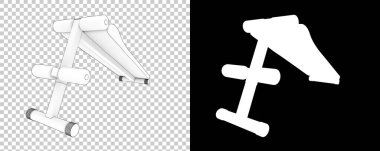 Spor salonunun 3D çizimi, spor aletleri, ayarlanabilir spor bankları. 