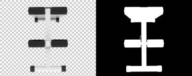 Spor salonunun 3D çizimi, spor aletleri, ayarlanabilir spor bankları. 