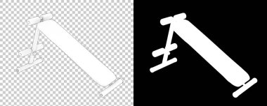 Spor salonunun 3D çizimi, spor aletleri, ayarlanabilir spor bankları. 