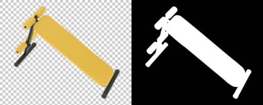 Spor salonunun 3D çizimi, spor aletleri, ayarlanabilir spor bankları. 