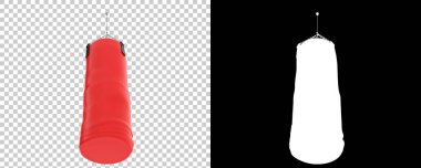 Şeffaf ve siyah arkaplanda asılı boks çantası