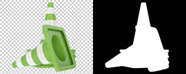 Arka planda trafik konileri izole edilmiş. 3d görüntüleme, illüstrasyon 