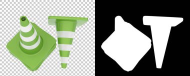 Arka planda trafik konileri izole edilmiş. 3d görüntüleme, illüstrasyon 