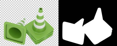 Arka planda trafik konileri izole edilmiş. 3d görüntüleme, illüstrasyon 