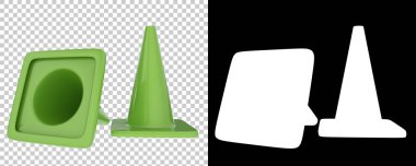 Arka planda trafik konileri izole edilmiş. 3d görüntüleme, illüstrasyon 