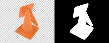 Arka planda trafik konileri izole edilmiş. 3d görüntüleme, illüstrasyon 