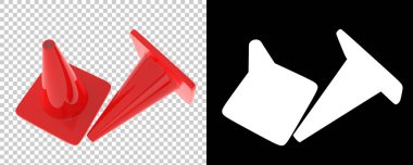 Arka planda trafik konileri izole edilmiş. 3d görüntüleme, illüstrasyon 