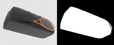 Poşetli tenis raketinin üç boyutlu resmi. spor etkinlik ekipmanı