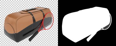 Poşetli tenis raketinin üç boyutlu resmi. spor etkinlik ekipmanı