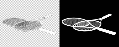 3D tasvir. Tenis raketleri. spor etkinlik ekipmanı