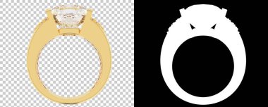 Nişan yüzüğü beyaz arka planda izole edilmiş. 3d görüntüleme - illüstrasyon