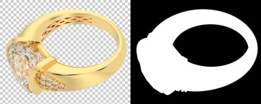 Nişan yüzüğü beyaz arka planda izole edilmiş. 3d görüntüleme - illüstrasyon