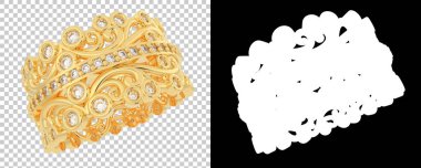 Nişan yüzüğü beyaz arka planda izole edilmiş. 3d görüntüleme - illüstrasyon