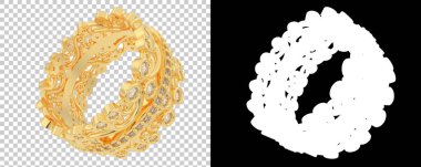 Nişan yüzüğü beyaz arka planda izole edilmiş. 3d görüntüleme - illüstrasyon