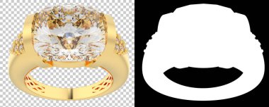 Nişan yüzüğü beyaz arka planda izole edilmiş. 3d görüntüleme - illüstrasyon