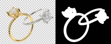 Mücevher yüzükleri ve değerli taşlar. 3d resimleme 