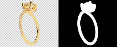 Mücevher taşlı yüzükler. 3d resimleme 