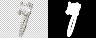 Mücevher taşlı yüzükler. 3d resimleme 